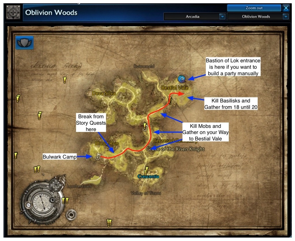 Power Leveling Map for Oblivion Woods v2